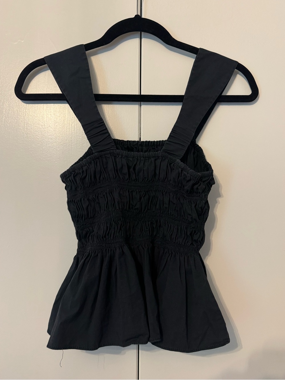 STAUD Black Smocked Peplum Tank Top - Picture 2 of 4